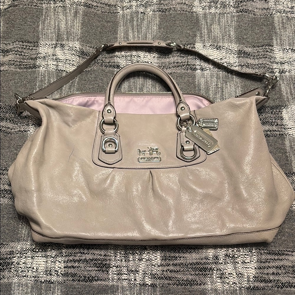 Coach Grey Leather Tote Bag Sabrina Madison
